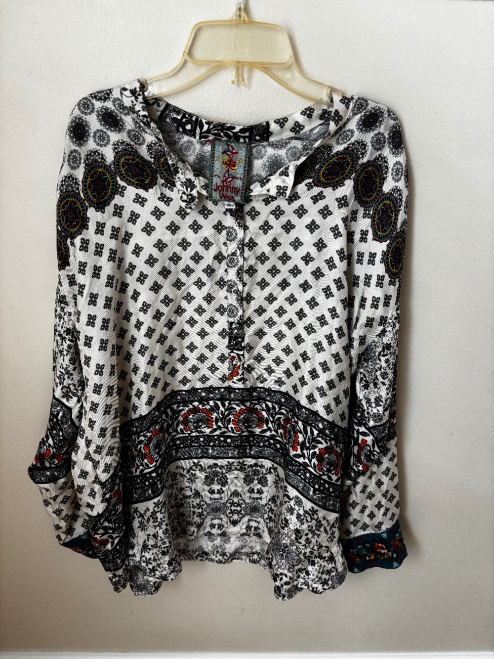 Johnny Was Corey Boxy Top medium| 100% Silk Embroidered Boho Tunic Spring